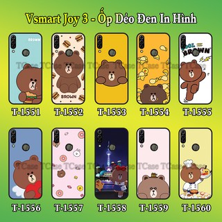 Ốp lưng Vsmart Joy 3 dẻo đen in hình BST Gấu Nâu Cute