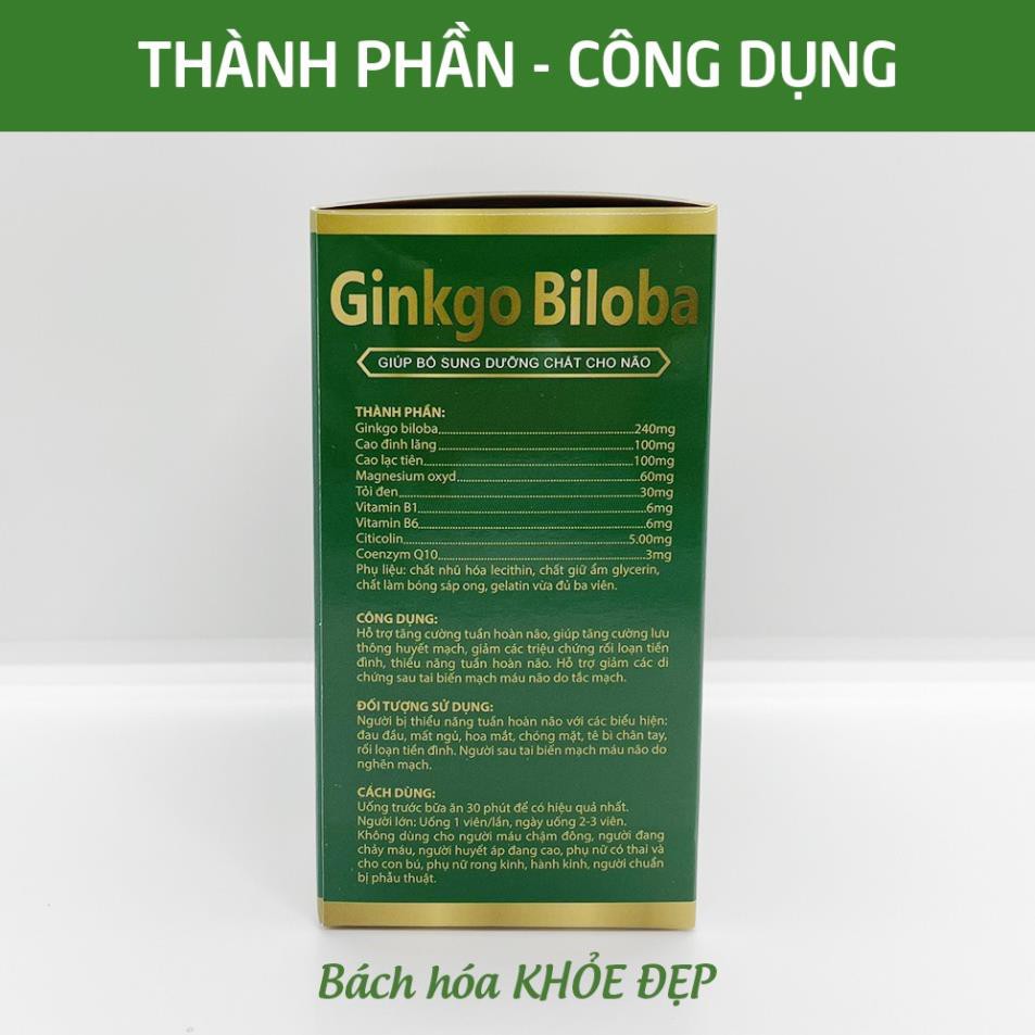 Hoạt huyết dưỡng não Ginkgo Biloba Extract 240mg - Hộp Xanh lá 100 viên