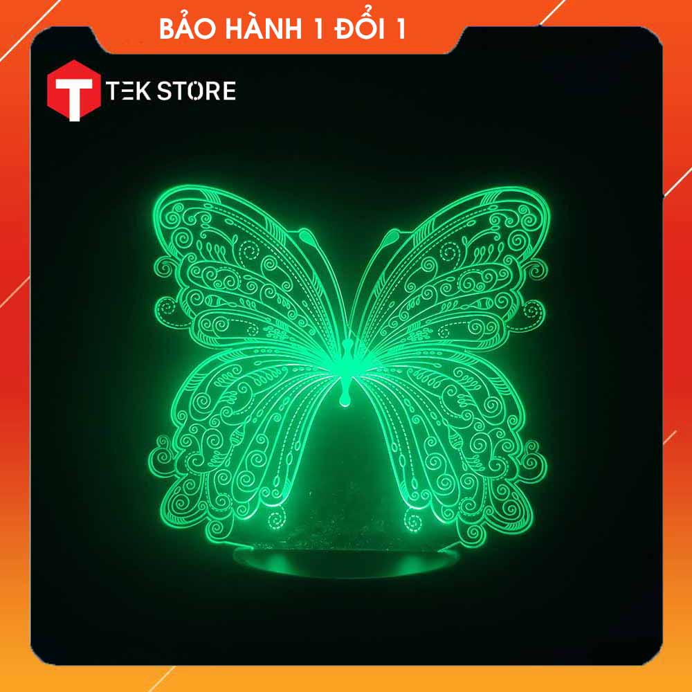 Đèn Ngủ 3D Con Bướm  (3 Màu - 7 Màu - 16 Màu Kèm Điều Khiển)