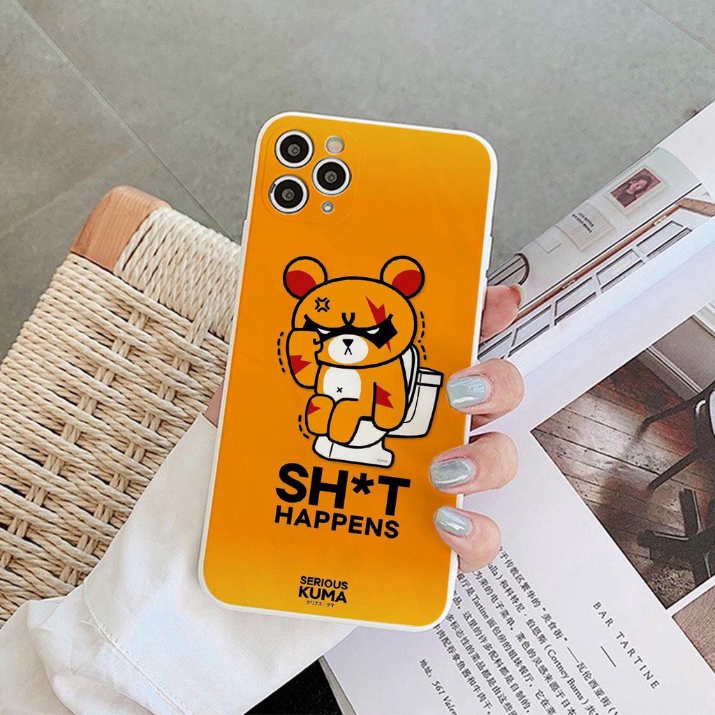 Ốp lưng iphone hình gấu Kuma cáu giận K01 cạnh vuông bảo vệ camera 7plus/8plus/x/xs/xsmax/11/12/13/14/pro/promax