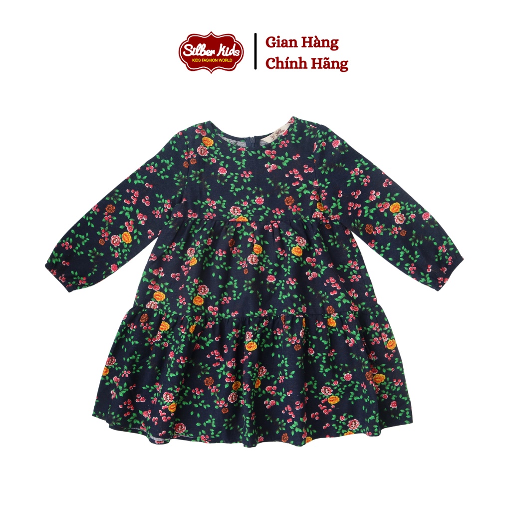 [Mã BMLTA50 giảm 10% đơn 150K] Váy Hoa Thu Đông Cho Bé Gái 2-6 Tuổi Bèo Tầng SILBER KIDS