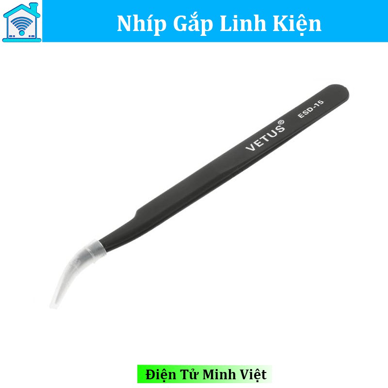 Nhíp Gắp Linh Kiện Chống Tĩnh Điện Vetus Đen - Loại Cong ESD-15