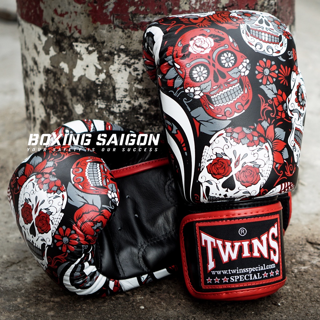 Găng tay Boxing Muay Thai Twins FBGVL3-53 Los Muertes - Red