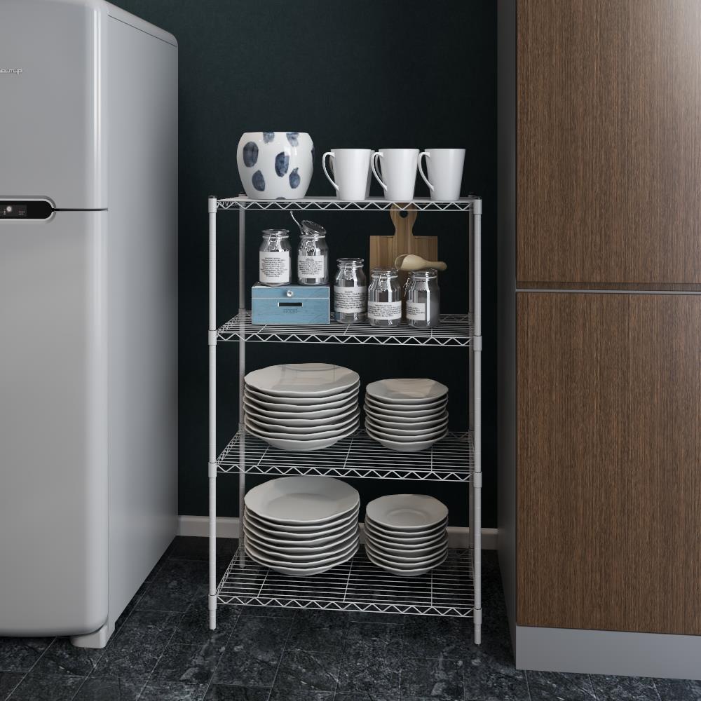HomeBase STACKO Kệ 4 tầng bằng thép BAZE W60xH97.5xD30cm màu trắng