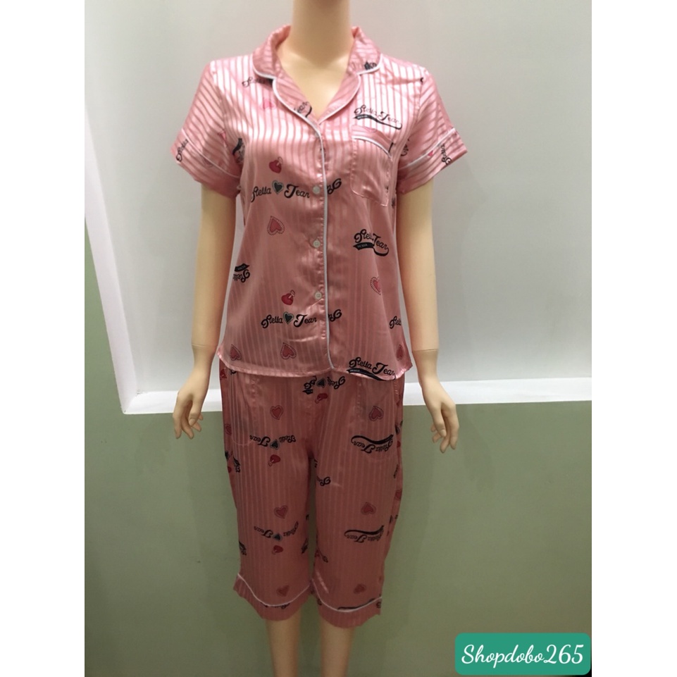 Đồ bộ nữ,đồ ngủ pijama lửng mặc nhà vải gấm thời trang
