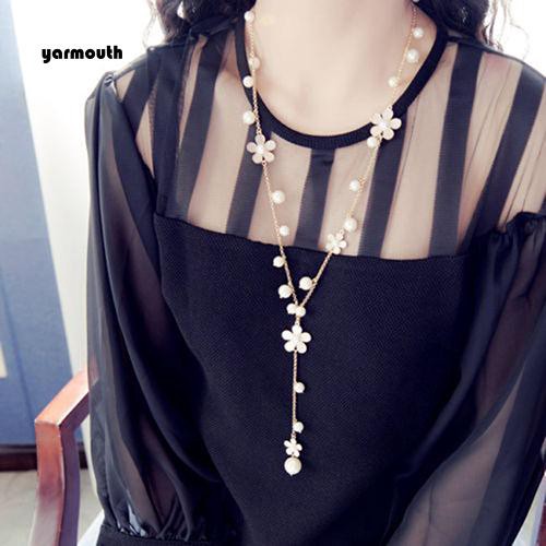 Vòng cổ HìNh Bông Hoa ĐíNh HạT NgọC Trai Giả