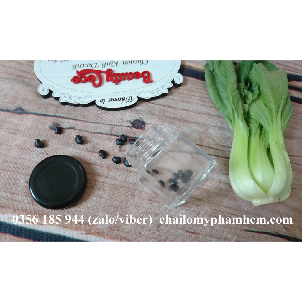 Hũ thủy tinh vuông nắp đen đựng thực phẩm 50ml | BigBuy360 - bigbuy360.vn