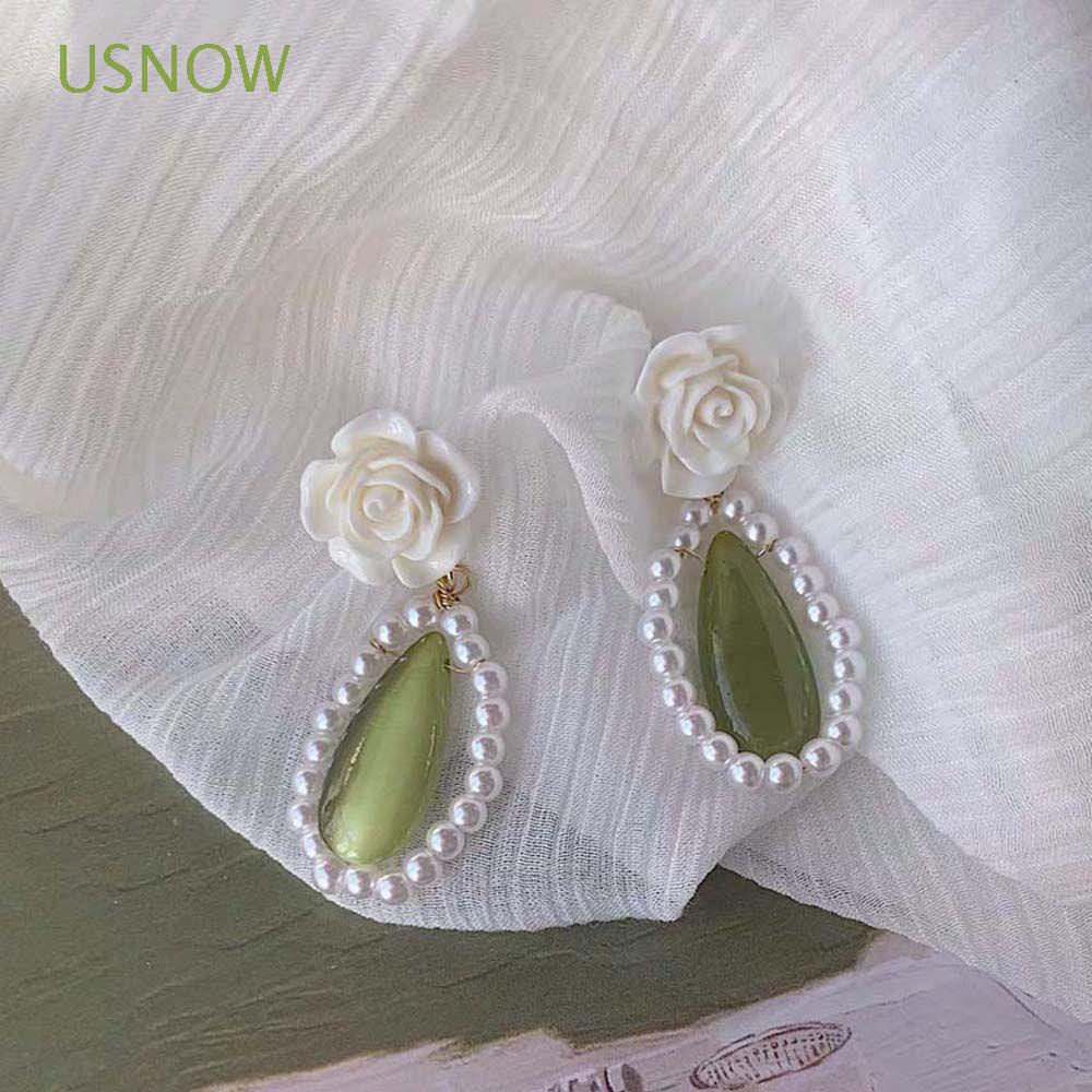 Khuyên Tai Hoa Hồng Bằng Hợp Kim Đính Ngọc Trai Nhiều Màu Thời Trang Thanh Lịch Cho Nữ