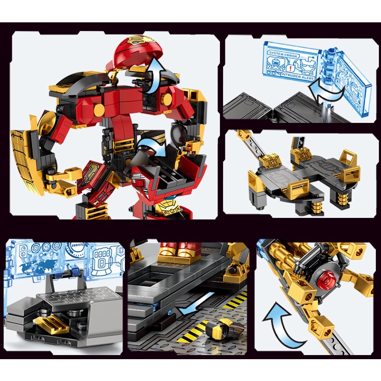 Bộ đồ chơi lắp ráp Trạm sửa chữa Super Gnaku Series Super Hero Iroman Lemoshop ,đồ chơi xếp hình người sắt avenger 76016