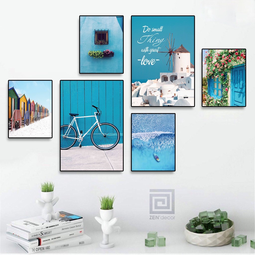 A36 Bộ 6 Tranh Treo Tường Tráng Gương Ghép Decor Phòng Khách sạn Ngủ Spa SHop Làm Việc Home Stay Phòng Khách Quán Trà