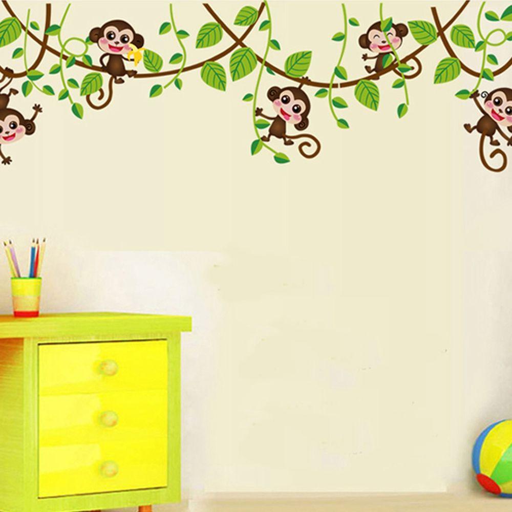 Đề Can Dán Tường Hình Khỉ Rừng Nhiều Màu Sắc Dễ Thương Trang Trí Nhà Cửa