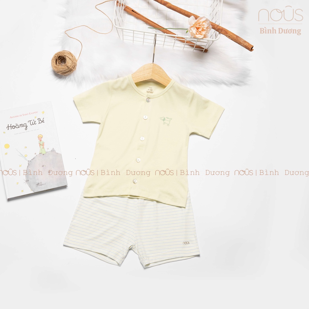 Bộ Nous Cài thẳng cộc Petit kẻ hai xanh Nu Petit - Nous Bình Dương - Bipbipstore