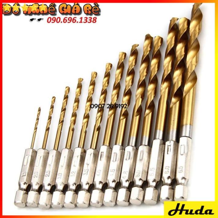 Bộ 13 mũi khoan sắt cho máy khoan bắn vít chân lục giác