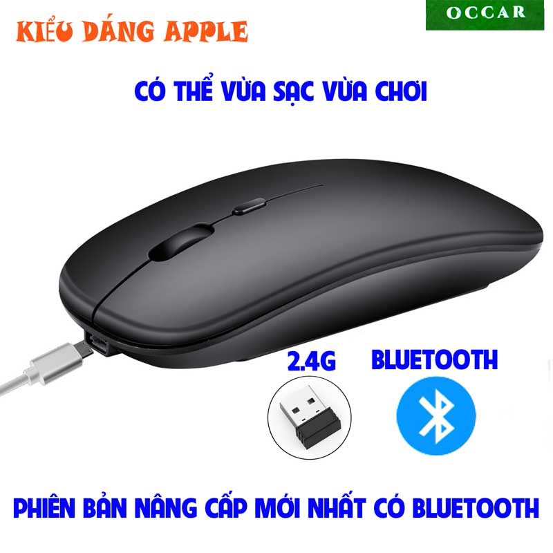 Combo Chuột Không Dây Có Bluetooth Bản Nâng Cấp Và Cốc Sạc 3 Cổng USB, Không Dùng Pin, Không Âm Thanh, Không Phát Quang.