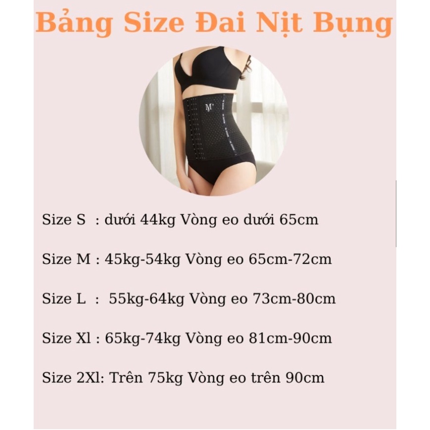 Đai gen nịt bụng M+ - 4 thanh chống cuộn - 6 Nấc Cài - Nịt Bụng Giảm Mỡ Sau Sinh
