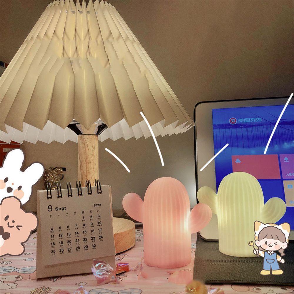 YIYU Đèn Ngủ Chống Vỡ Hình Cây Xương Rồng Có Công Tắc Đáy Pin