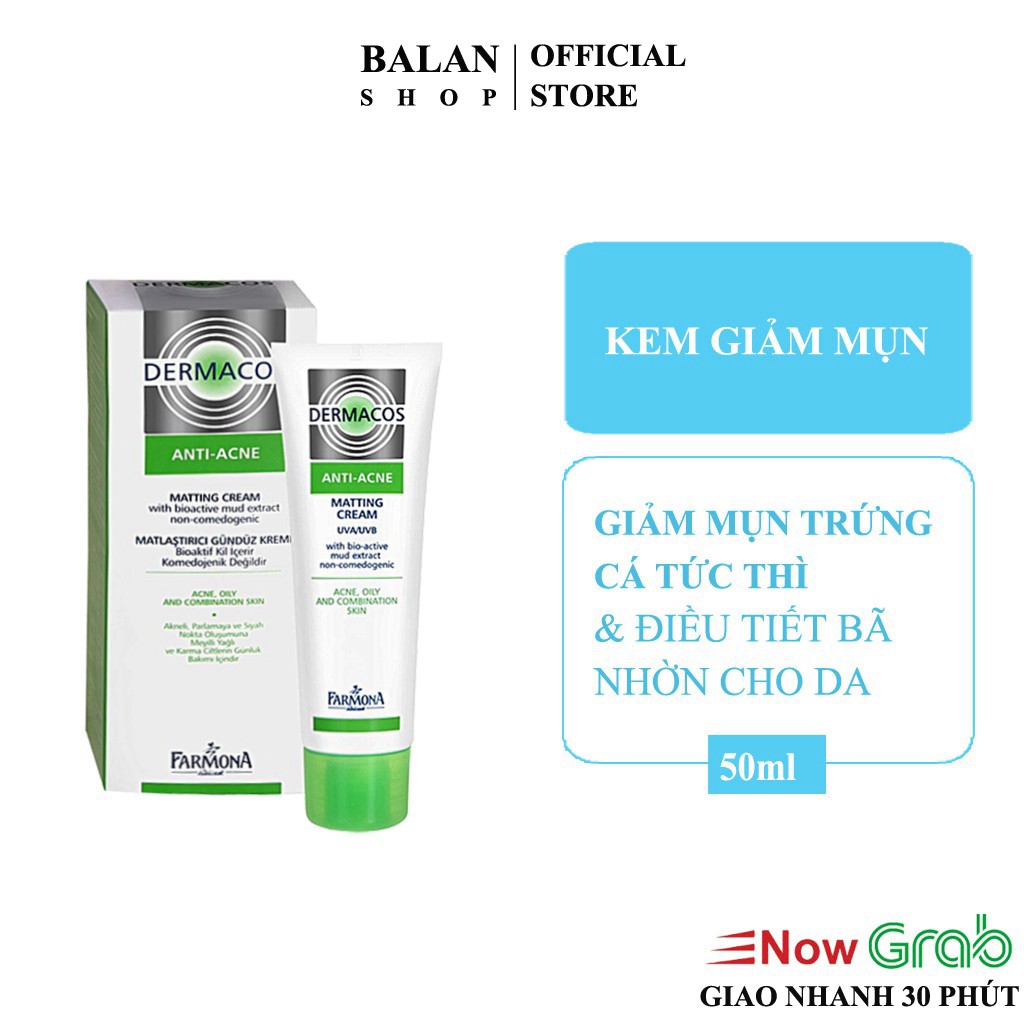 Kem Ngừa Mụn, Giảm Thâm,Giảm Bóng Nhờn Farmona Dermacos Anti Acne Matting Cream 50ml