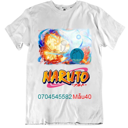 Áo thun nam nữ tay lỡ vải cotton form rộng màu trắng Hạ Băng Designs - Naruto 004