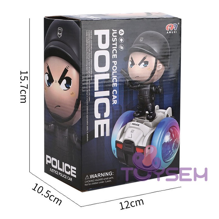 Xe cảnh sát tự cân bằng xoay 360 độ Toysem có đèn nhạc vui nhộn cho trẻ từ 3 tuổi - Quà tặng sinh nhật cho bé