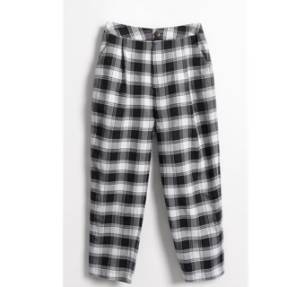 Quần baggy kẻ khoá trước chun lưng chất đũi