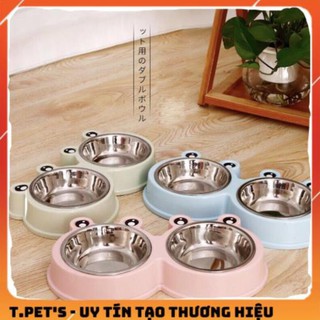 Bát ăn cho chó mèo - Bát đôi ếch inox