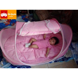 Nệm có mùng happy baby - Mùng chụp tự bung cao cấp xếp gọn tiện dụng - Màn phát nhạc cho bé