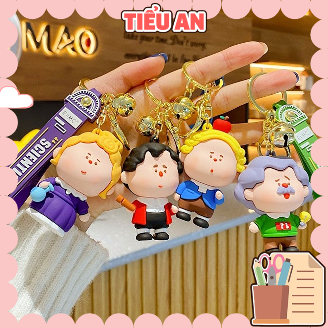Móc khóa Nhà Khoa Học kèm dây, phụ kiện balo, túi xách xinh xắn