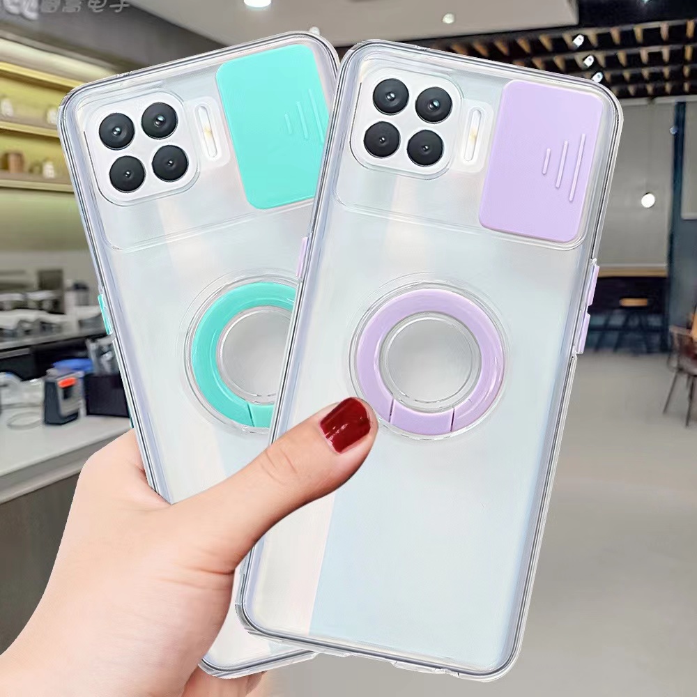 Ốp Điện Thoại Trong Suốt Chống Rơi Có Giá Đỡ Trượt Cho oppo A52 A72 A92 A94 4g F19 Pro A74 4g F19 Reno 5 F11 Pro
