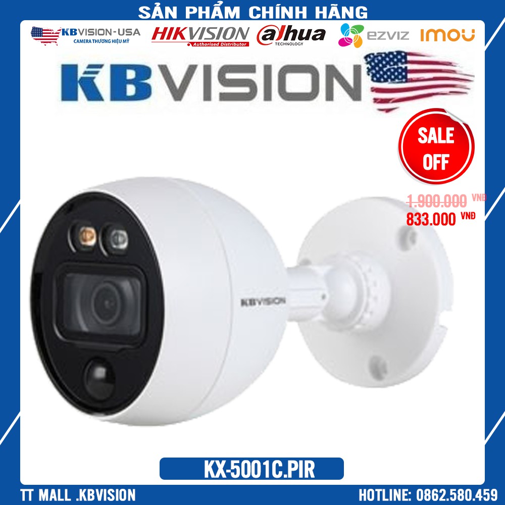 {Giá Siêu Ngon}Camera HDCVI 5.0 mp KBVISION KX-5001C.PIR hồng ngoại báo động-bảo hành 2 năm