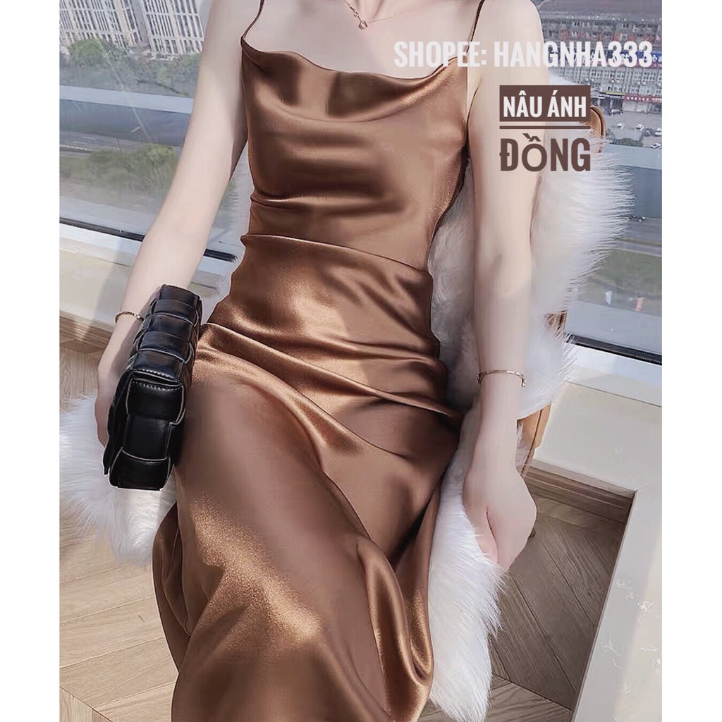 SẴN🔥Váy lụa 2 dây cổ đổ phi lụa cao cấp | BigBuy360 - bigbuy360.vn