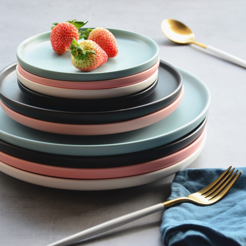 (SẴN) Đĩa tròn phẳng màu pastel phong cách Bắc Âu - Sứ cao cấp, hàng xuất Âu | BigBuy360 - bigbuy360.vn