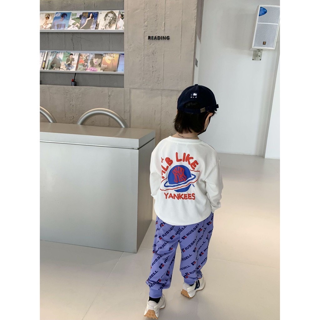 Áo nỉ sweater MLB địa cầu cho bé , áo nỉ cổ tròn trẻ em unisex , TP KID