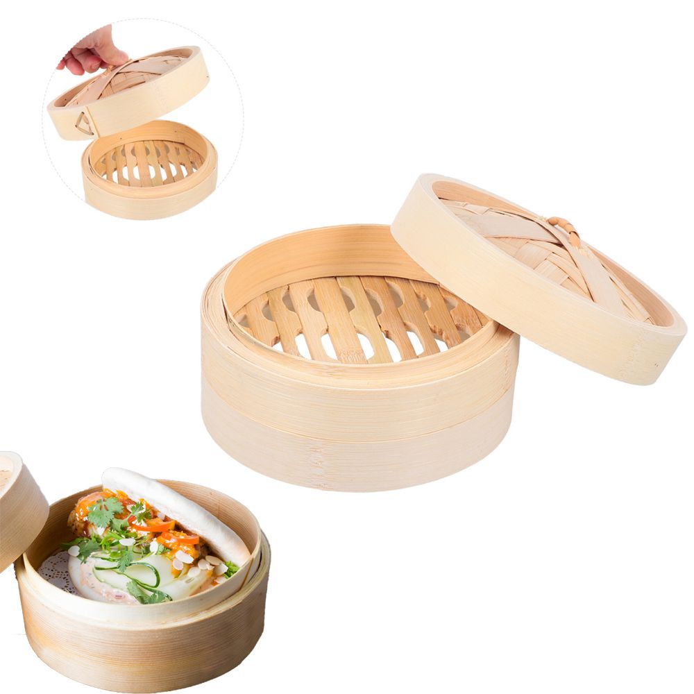 Xửng hấp bánh bao bằng tre chống bỏng có tay cầm tiện dụng