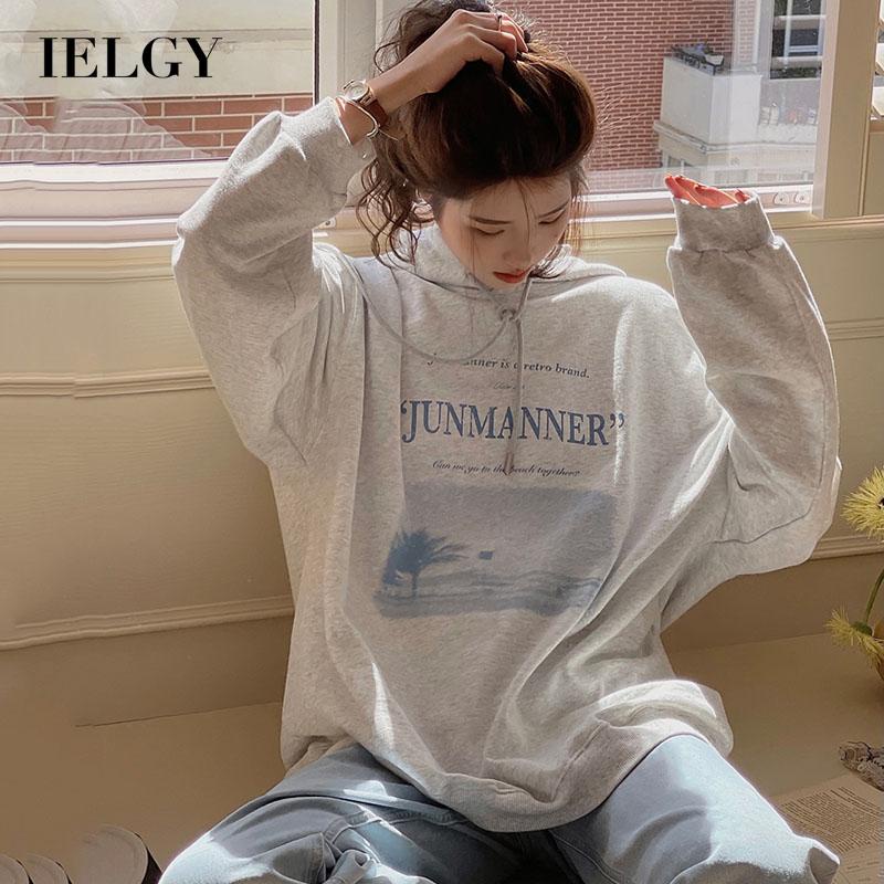 Áo hoodie IELGY in chữ phong cách retro thời trang dành cho nữ