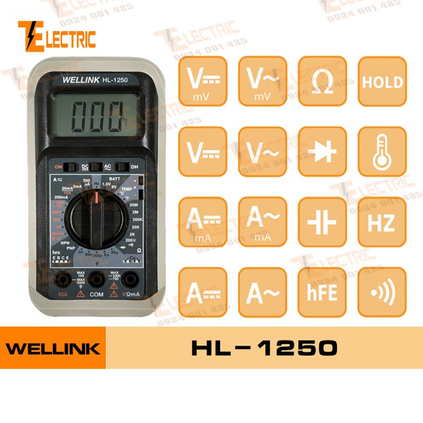 WELLINK HL - 1250 Đồng Hồ Đo ĐIện Đo Tần Số Đo Tụ Đo Nhiệt Độ Wellink HL 1250