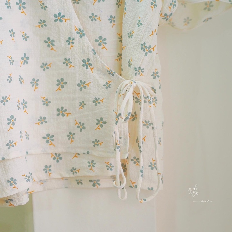 Áo hoa nhí Tiệm Lạc áo kiểu tay phồng Babydoll vải đũi xốp cộc mềm mại tay May theo số đo - Áo Nhã