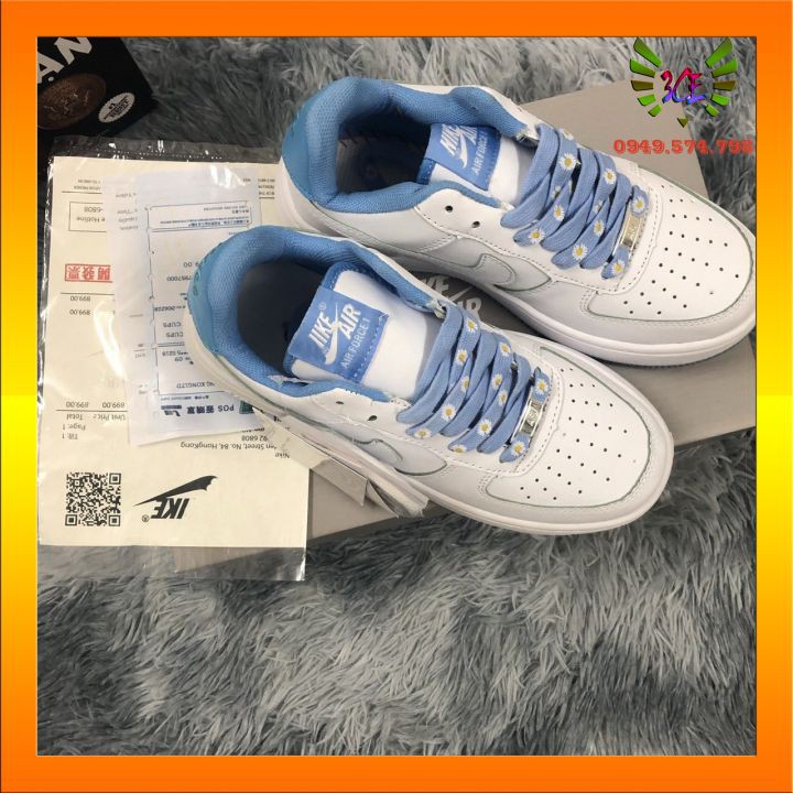 Giày thể thao sneaker hoa cúc xanh đế đơn cho nữ