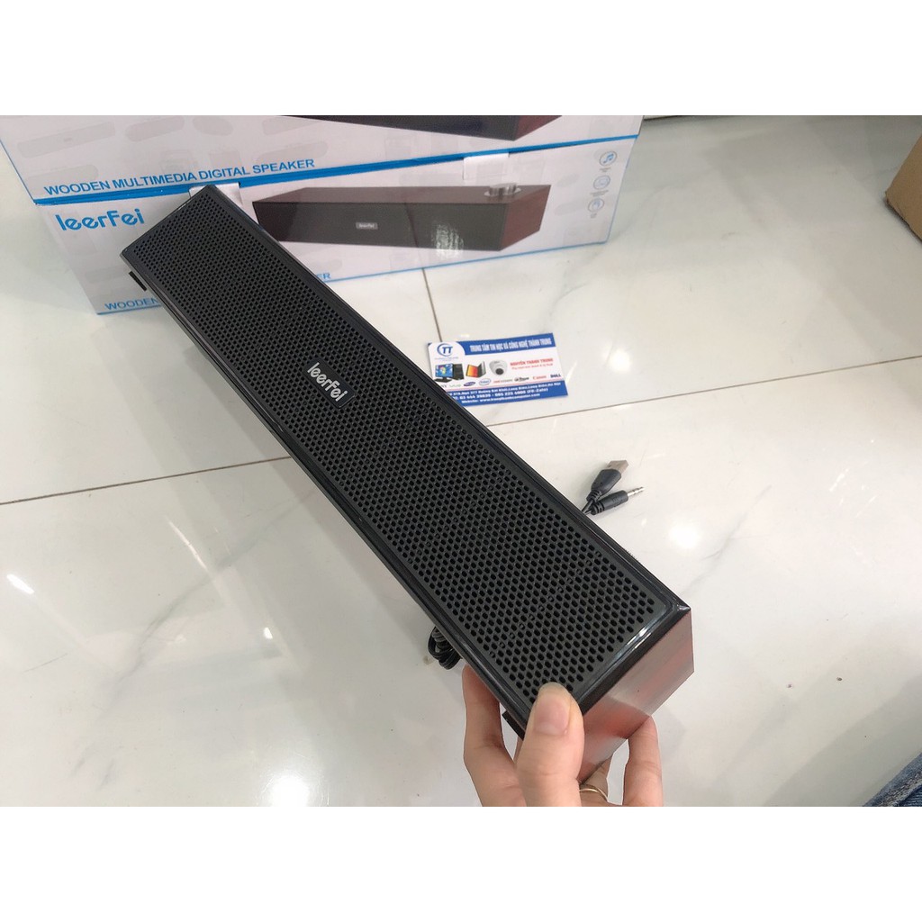 Loa gỗ máy tính 2.0 để bàn Leerfei E-350T, E-1001 E-350M Brown Sound Bar HD nhỏ gọn - Loa gỗ dài Nghe Bass Siêu Hay