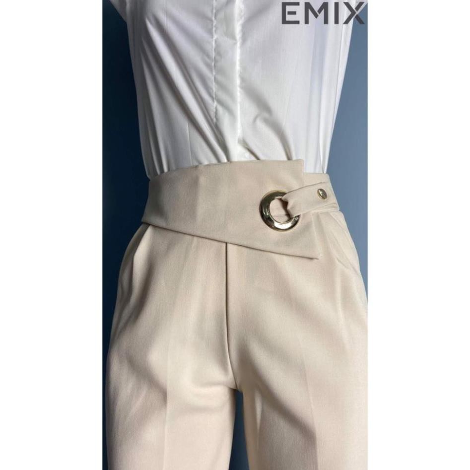 Quần Baggy Nữ Cạp Cao Cúc Lệch Form Đẹp Từng Đường Kim Mũi Chỉ thời trang Banamo Fashion baggy khuyên tròn nút 8320