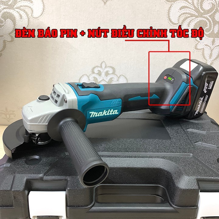 [CHÍNH HÃNG] Máy mài pin makita 118V - RUỘT ĐỒNG - KHÔNG CHỔI THAN - TẶNG KÈM 1 LỮA CƯA XÍCH, 1 ĐÁ MÀI, 1 ĐÁ CẮT Chính h