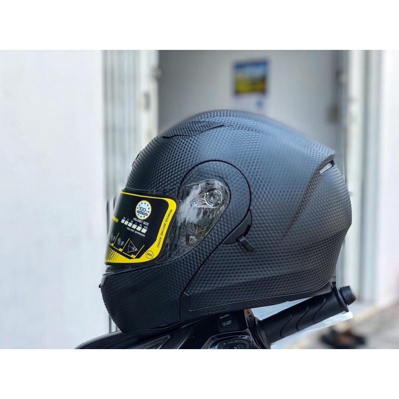 Mũ nón bảo hiểm Fullface Royal M179 2 kính lật hàm chính hãng cao cấp đen vân carbon giá rẻ nam nữ moto phượt bảo hành