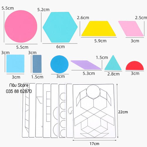 Đồ Chơi Gỗ Bộ Ghép Hình Khối Sáng Tạo Multifunctional Puzzle Ghép Hình Montessori Fun Board 180 Miếng Ghép Tangram