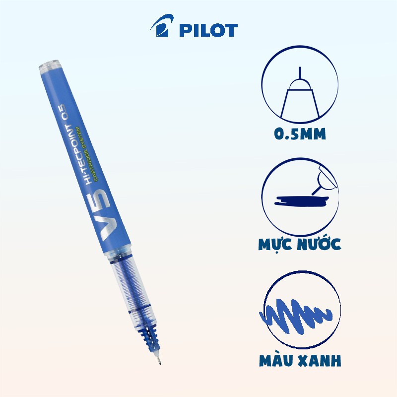 Bút mực nước Pilot Hi-tech V5 Cartridge System mực Xanh, đỏ, đen BXC-V5-L-BGD