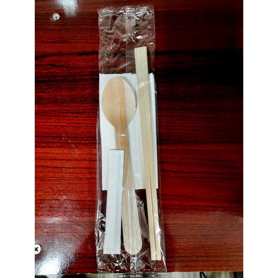 50 gói/bịch combo muỗng đũa tăm giấy