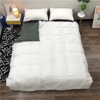Bộ chăn ga và vỏ gối cotton tici màu trắng dành cho nhà nghỉ, homestay