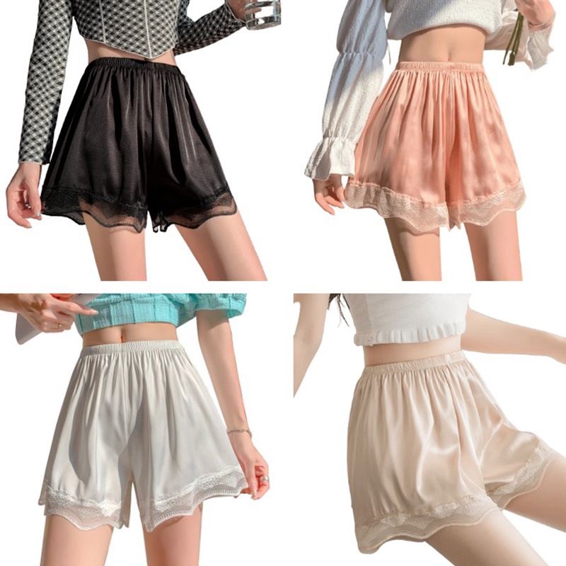 fashion Women Pajama Shorts Safety Pants High Waisted Plus Size Loose Sexy Lace Home