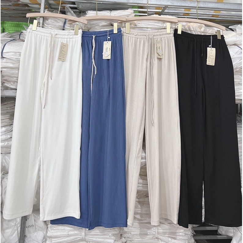 Quần Culottes cotton tăm dáng suông ống rộng (hình thật/video/sẵn)