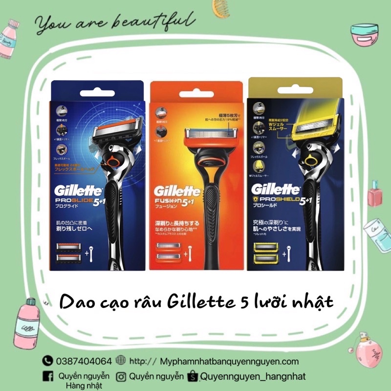 Dao cạo râu gillette 5 lưỡi Gillette Fusion Nhật Bản nội địa