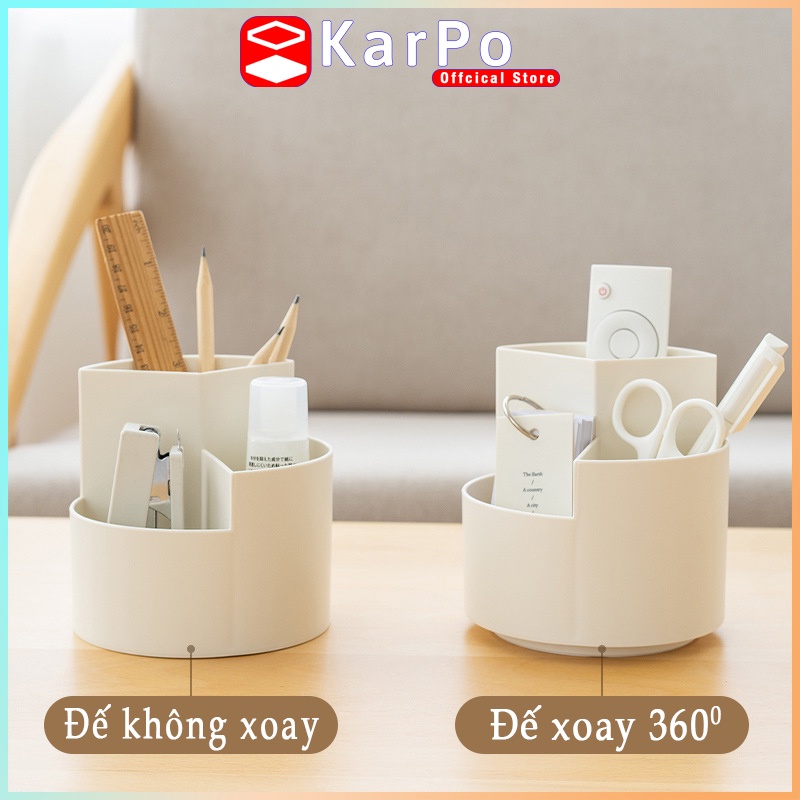 Cốc đựng bút, dụng cụ học tập, đồ dùng cá nhân KarPo CB-102 xoay 360 độ tiện dụng