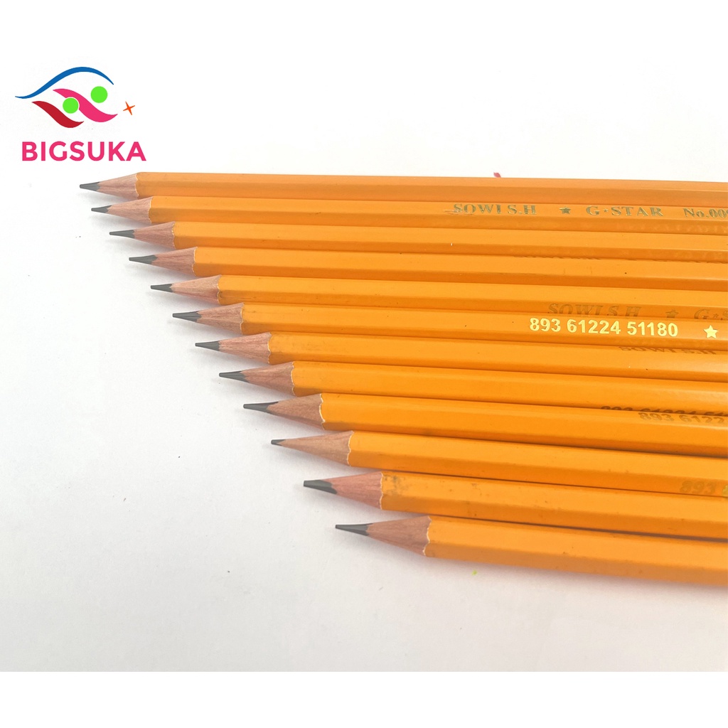 Bút chì 2B Gstar thân vàng [12 cây] có gôm tẩy BIGSUKA